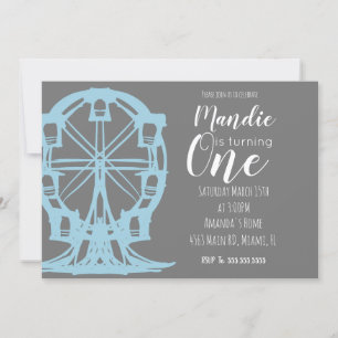 Invitation Roue de Ferris Anniversaire Fête de Comté Vintage 