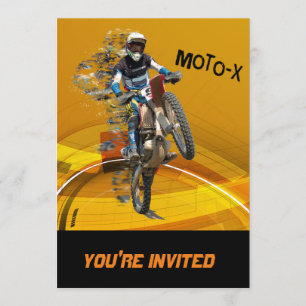 Invitation Roue de Motocross en morceaux Texte Abstrait du dé