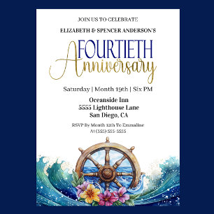 Invitation Roue de navigation maritime 40e anniversaire de ma