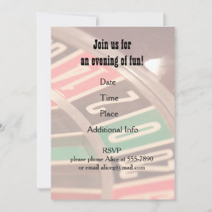 Invitation Roue de roulette de soirée de casino avec une touc