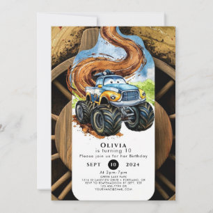Invitation Roues colorées Monster Camion Anniversaire