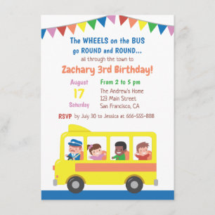 Invitation Roues sur la partie d'anniversaire de enfant