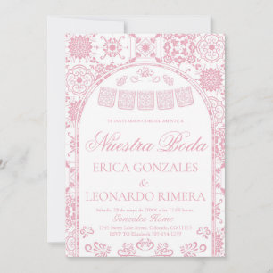 Invitation Rouge à joues Rose Talavera Papel Picado Mariage E