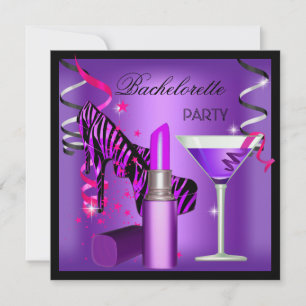 Invitation Rouge à lèvres zèbre violet rose pour enterrement 