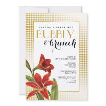 Rouge Amaryllis Flower Checked Gold