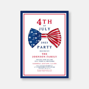 Invitation Rouge Blanc Bleu Élégant 4 Juillet