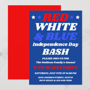 Invitation Rouge Blanc Bleu Fête de l'Indépendance