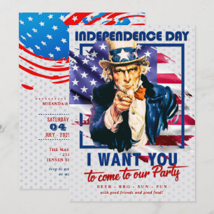 Invitation Rouge, Blanc, Bleu Oncle Sam 4 juillet