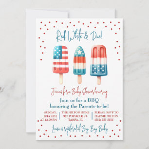 Invitation Rouge, Blanc & Due ! Baby shower patriotique popul