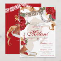 Rouge Blanc Élégant Rose Charro Mariachi Quinceane