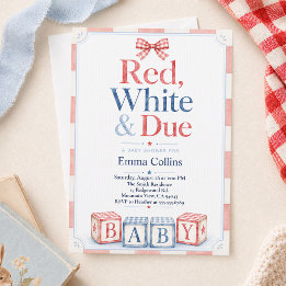 Invitation Rouge Blanc et Bébé Prévu Blocs d'Été Fête de Nais