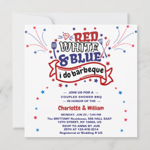 Invitation Rouge Blanc et Bleu je fais Couple BBQ enterrement