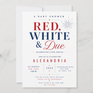 Invitation Rouge Blanc et Impayé 2026 Baby Shower pour Bébé d