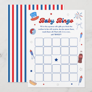 Invitation Rouge Blanc et Impayé Carton de Bingo pour Baby Sh