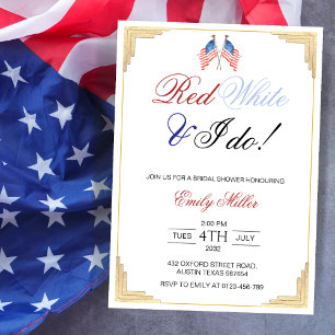 Invitation Rouge Blanc et je fais USA Mariage Shower Patrioti