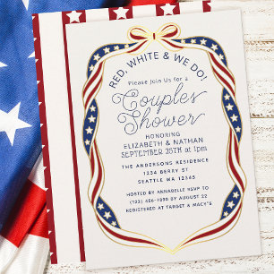 Invitation Rouge Blanc & Nous Faisons Ruban Mariage Couple Sh