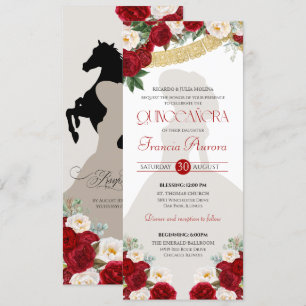 Invitation Rouge Blanc Or Blooms Papel Picado Charro Quince