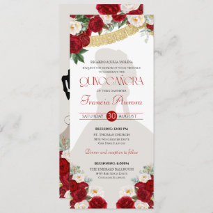Invitation Rouge Blanc Or Blooms Papel Picado Charro Quince I