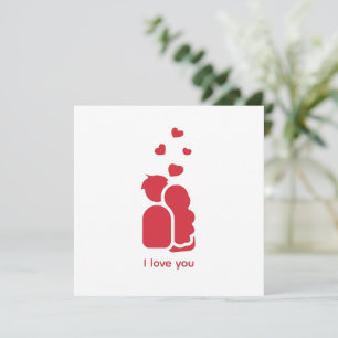 Invitation Rouge Blanc Simple Couple et Cœur Personnalisés Ma