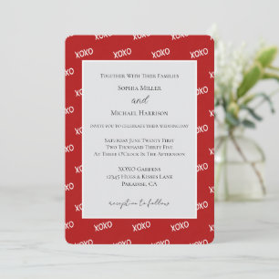 Invitation Rouge Blanc XOXO Amour Mariage