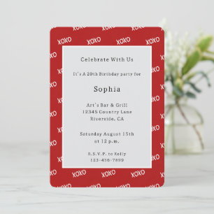 Invitation Rouge Blanc XOXO Anniversaire