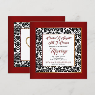 Invitation Rouge bordeaux, blanc et noir