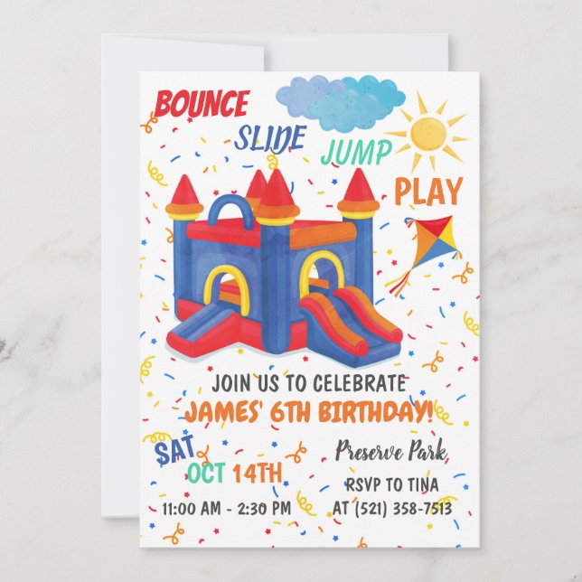 Invitation rouge Bounce House (Devant)