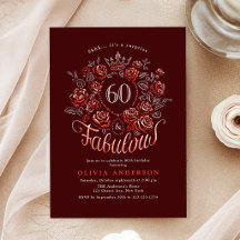 Rouge Bourgogne Élégant Floral 80 & Fabulous Anniv