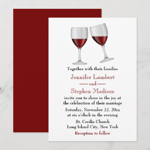 Invitation Rouge Bourgogne Vins Lunettes de mariage