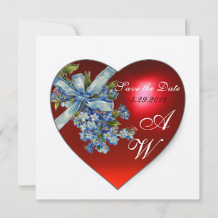 Invitation ROUGE COEUR & OUBLIEZ-MOI PAS MONOGRAMME Champagne