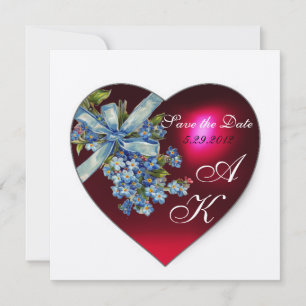 Invitation ROUGE COEUR & OUBLIEZ-MOI PAS MONOGRAMME Champagne