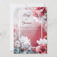 Rouge Cramoisi Blanc Floral Mariage Automne Hiver