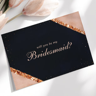 Invitation Rouge Cuivré Rose Navy Serez-Vous Ma Demoiselle D'