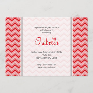 Invitation rouge d'anniversaire de Chevron