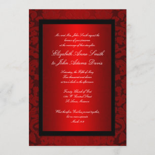 Invitation rouge de mariage damassé d'aluminium