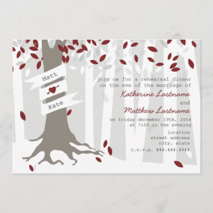 Invitation rouge de neige de forêt de dîner de