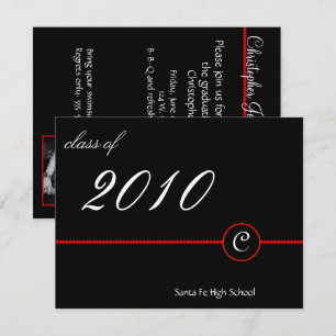 Invitation rouge de photo de monogramme de barre