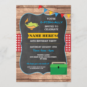 Invitation rouge de poissons en bois rustiques de