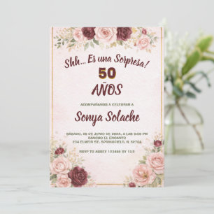 Invitation Rouge d'Espagne et Burgundy Sorpresa Anniversaire