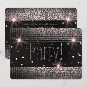 Invitation Rouge Doré Fard Rose Argent Paillettes Étincelles 