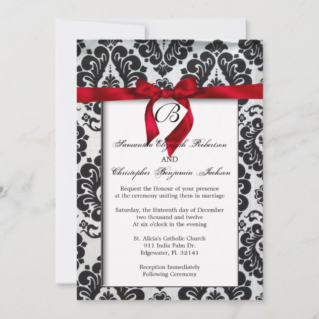 Invitation rouge élégant de mariage d'accent (Devant)