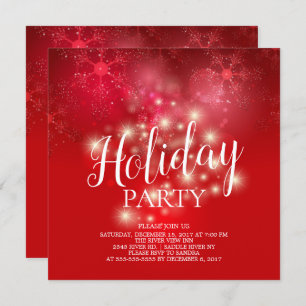 Invitation rouge élégante de fête de vacances de