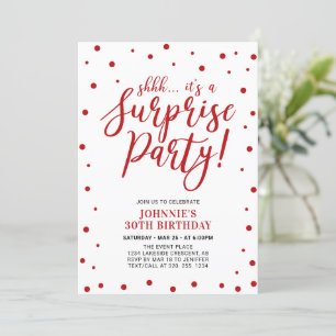 Invitation Rouge et blanc   Surprise Adulte fête d'anniversai