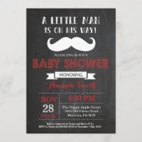 Rouge et gris d'invitation de baby shower de
