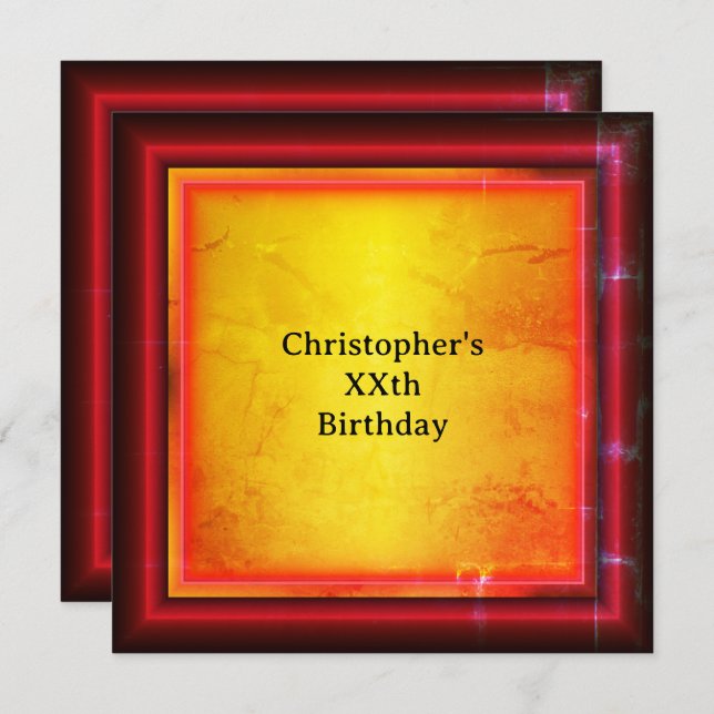 Invitation Rouge et jaune (Devant / Derrière)