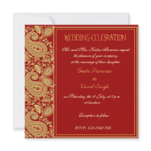 Rouge et mariage indou de Paisley d'or