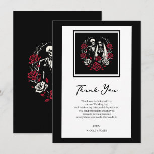 Invitation Rouge et noir blanc Rose Squelette Mariage Merci
