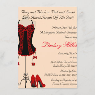 Invitation rouge et noir de Fête de la mariée de