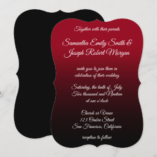 Invitation Rouge et noir Ombre Elegant Mariage de calligraphi