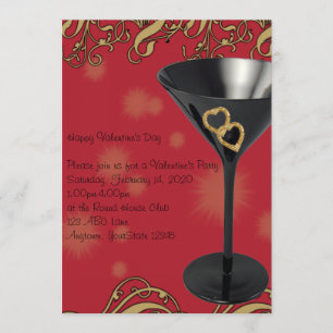 Invitation rouge et noire de partie de Martini